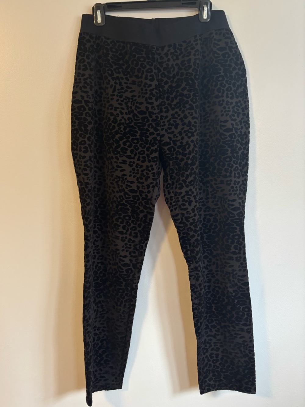 Marco Polo Flocked Leopard Animal Print Textured Curvy Skinny Pants Size 2XL